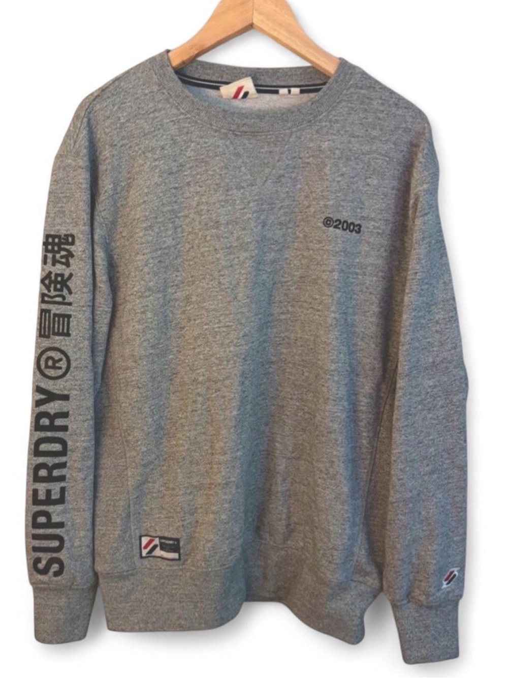 Superdry gray crewneck sweatshirt with black logo
